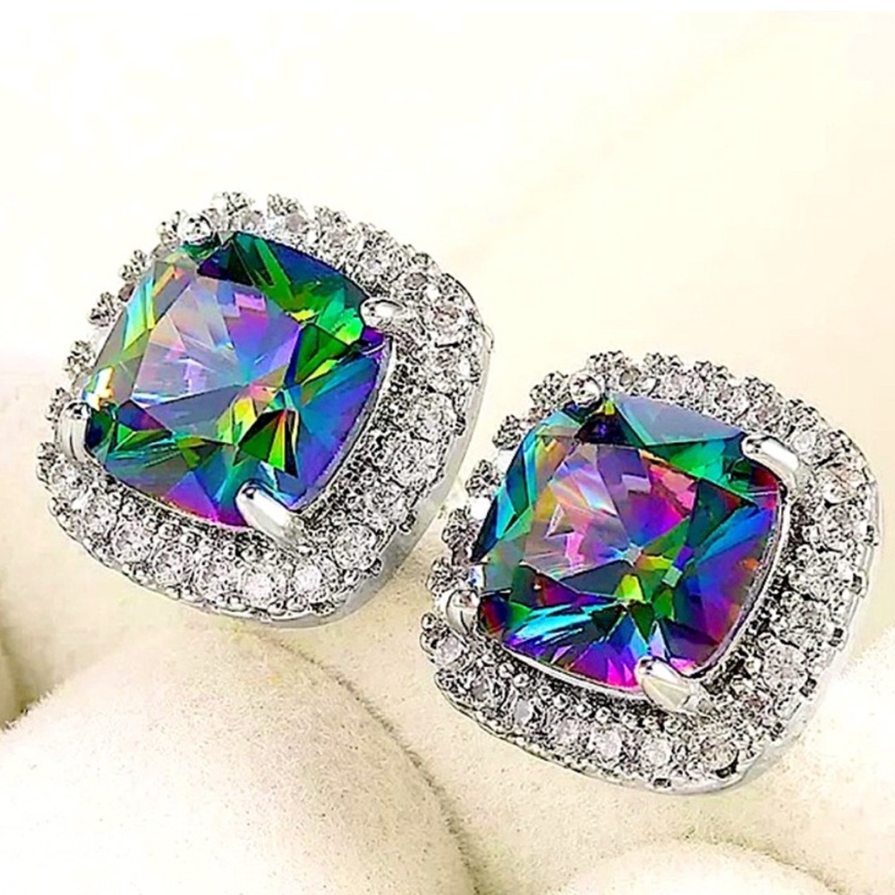 🔥BEAUTIFUL Mystic Fire Topaz Sterling Silver Earrings